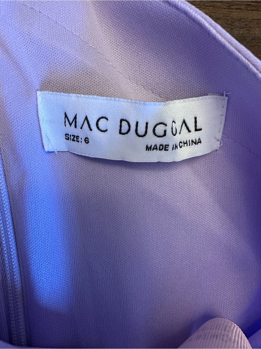 NWT 11623 Mac Duggal Size 6 One Shoulder Trapeze Dress with Feather Trim “Lilac” - Picture 9 of 9